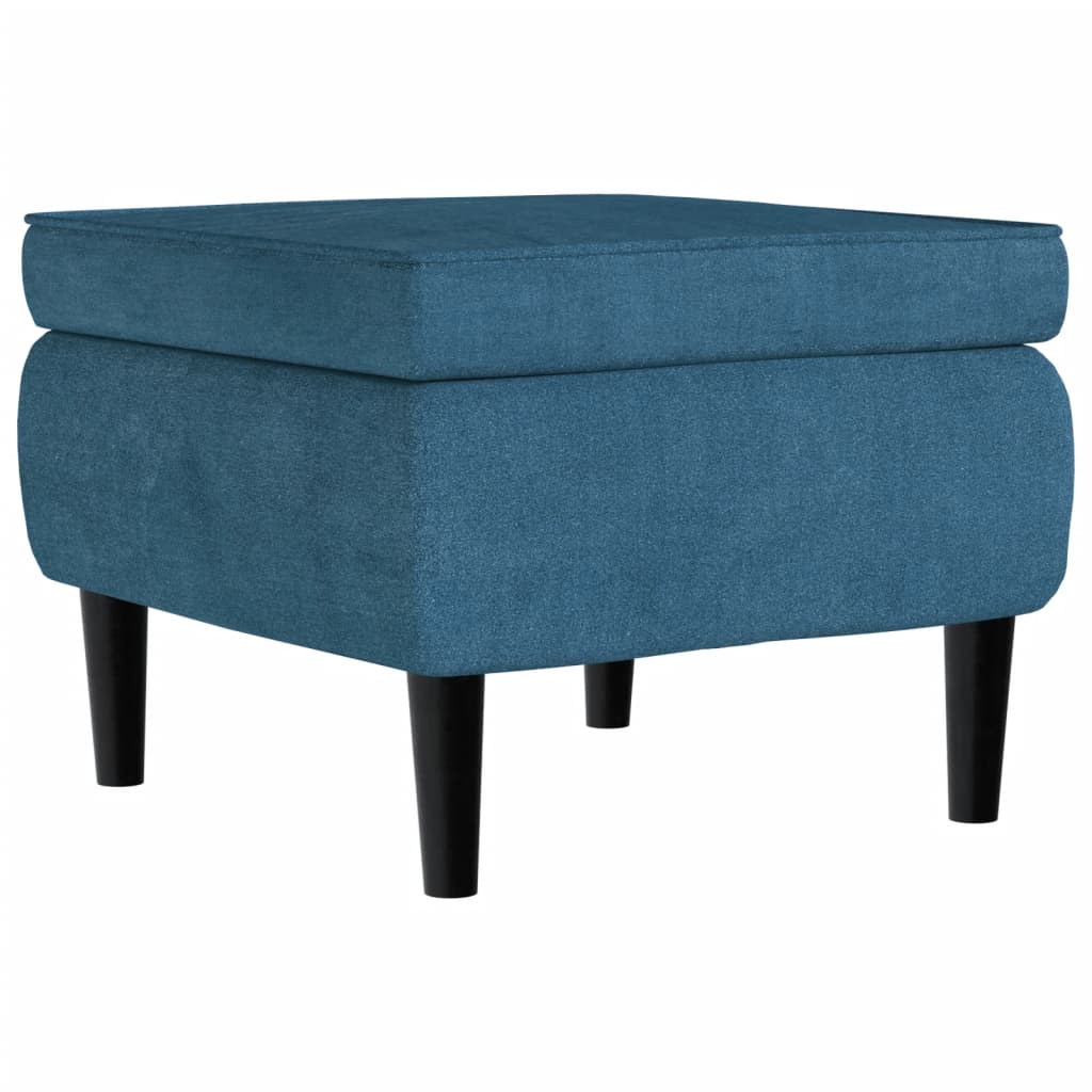 Poggiapiedi con Gambe in Legno Blu in Velluto - homemem39
