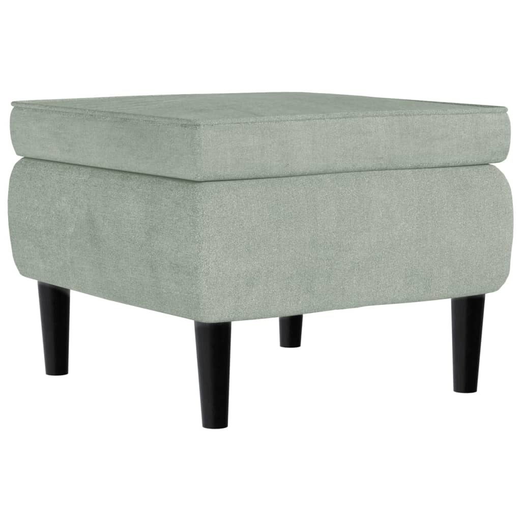 Poggiapiedi con Gambe in Legno Grigio Chiaro in Velluto - homemem39