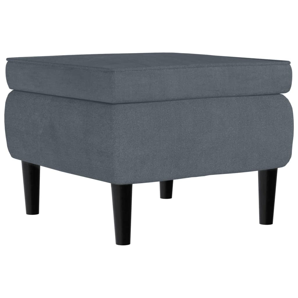 Poggiapiedi con Gambe in Legno Grigio Scuro in Velluto - homemem39