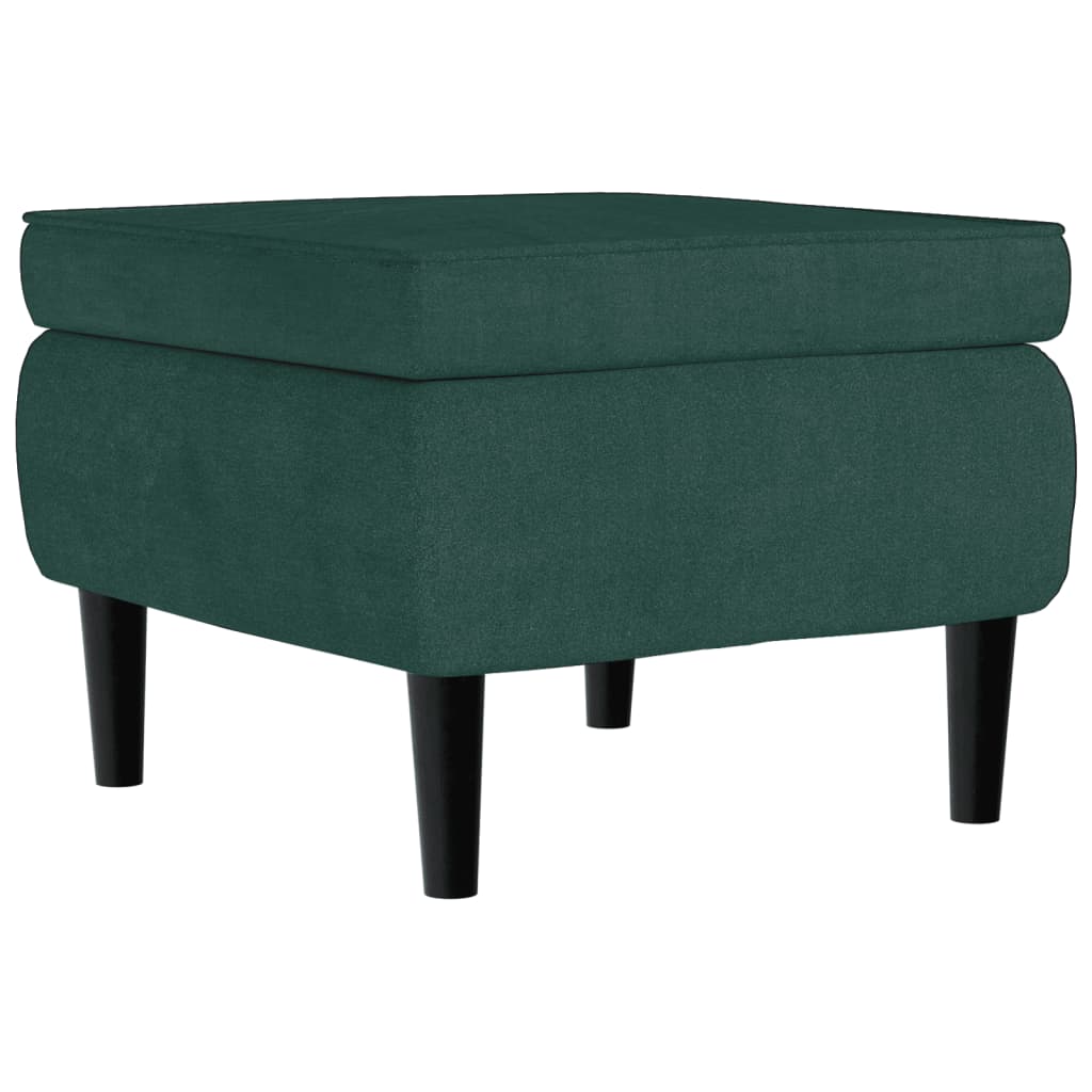 Poggiapiedi con Gambe in Legno Verde Scuro in Velluto - homemem39