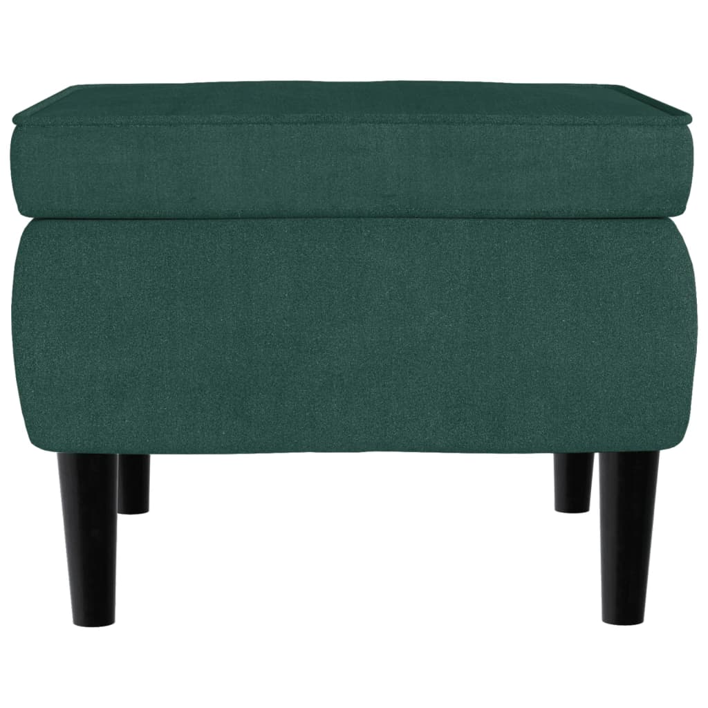 Poggiapiedi con Gambe in Legno Verde Scuro in Velluto - homemem39