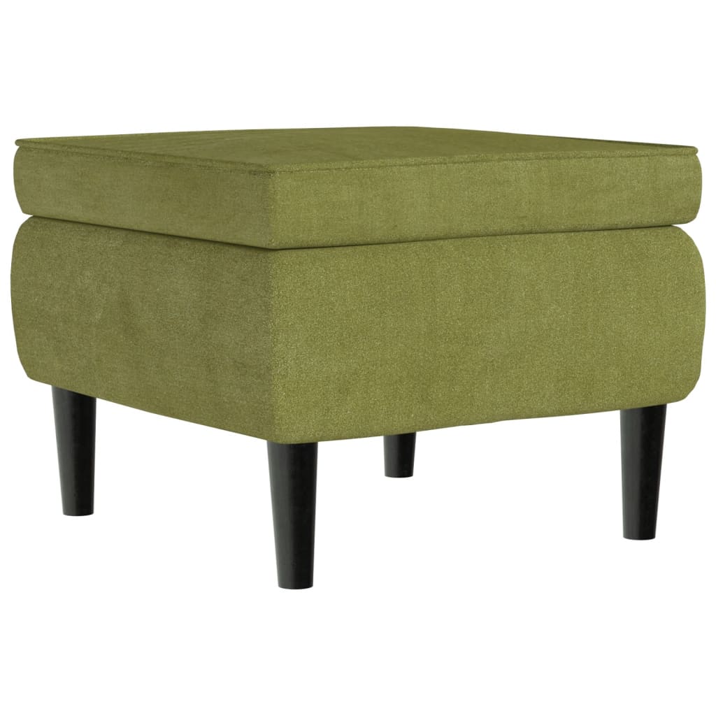 Poggiapiedi con Gambe in Legno Verde Chiaro in Velluto - homemem39