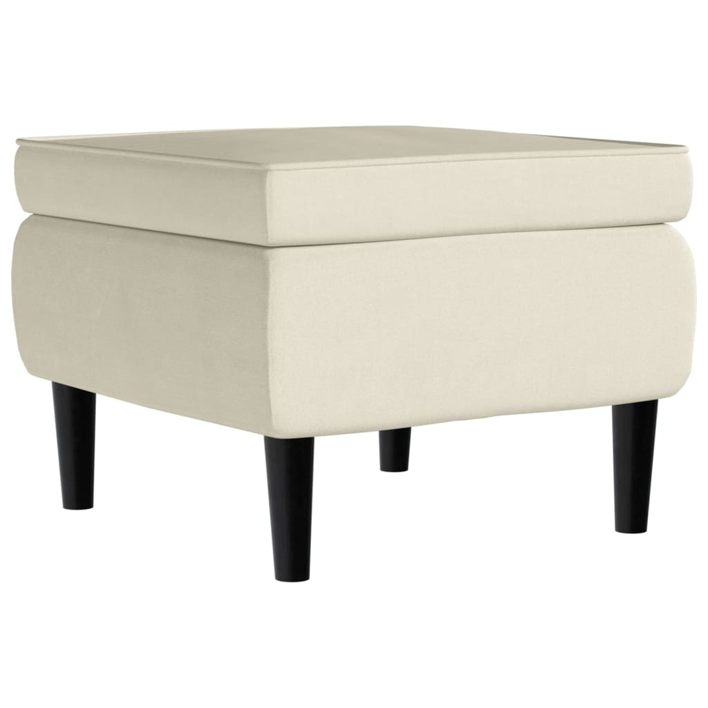 Poggiapiedi con Gambe in Legno Crema in Velluto - homemem39
