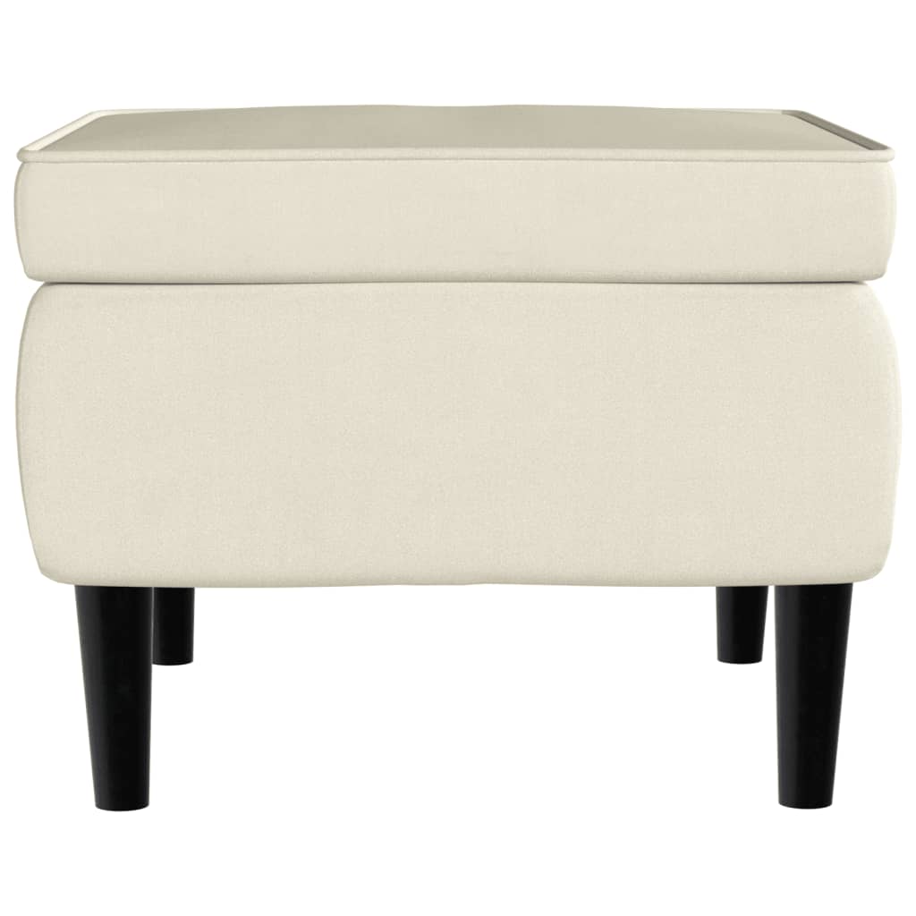 Poggiapiedi con Gambe in Legno Crema in Velluto - homemem39