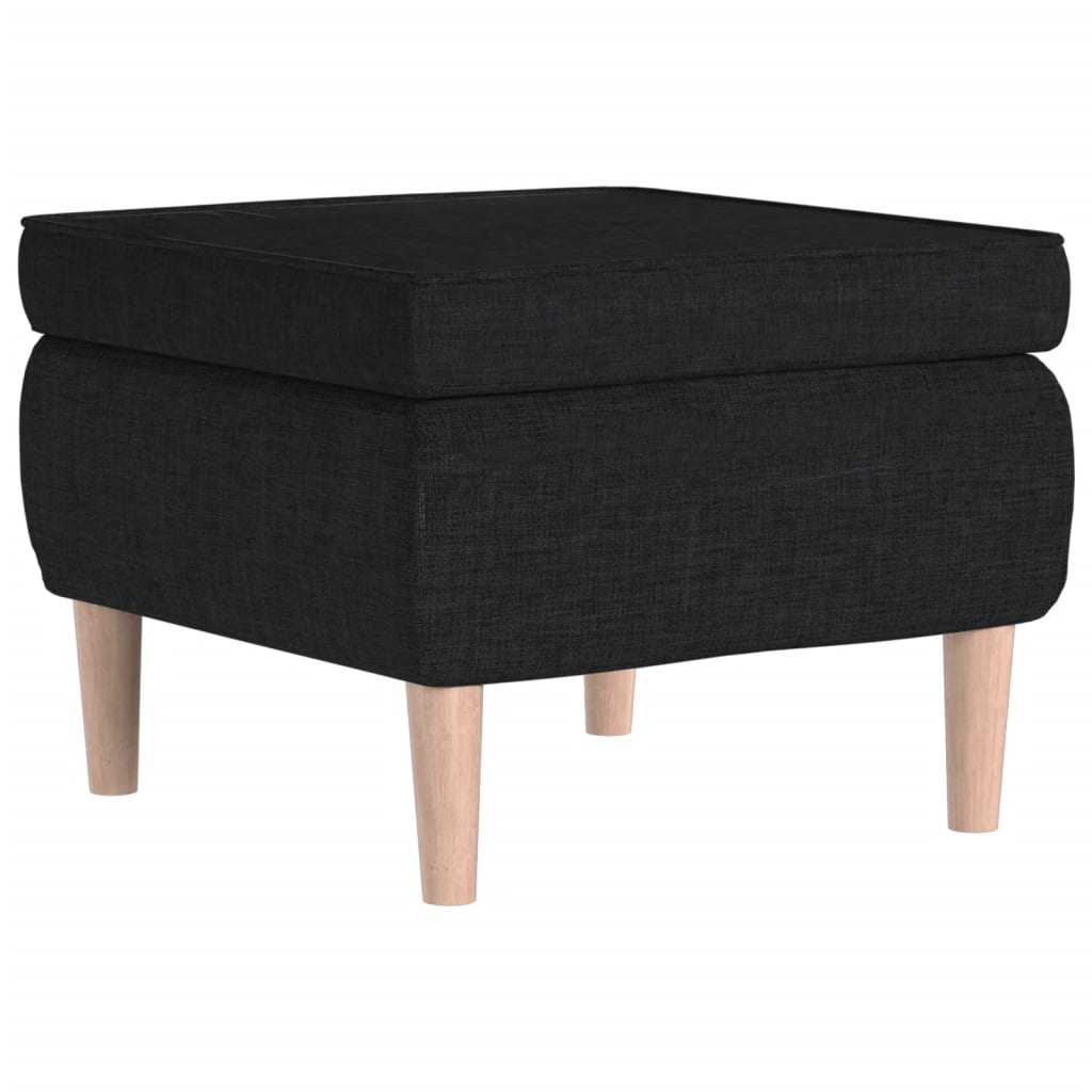 Poggiapiedi con Gambe in Legno Nero in Tessuto - homemem39