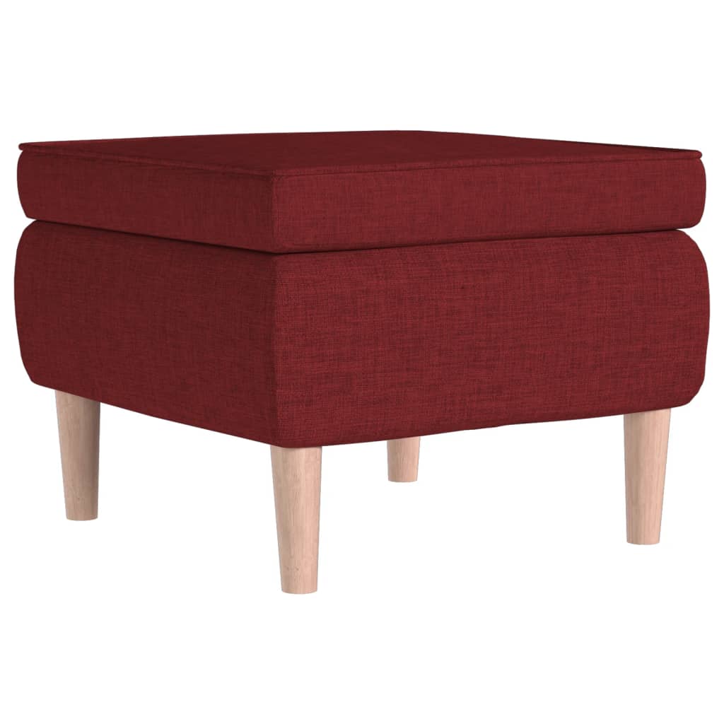Poggiapiedi con Gambe in Legno Rosso Vino in Tessuto - homemem39