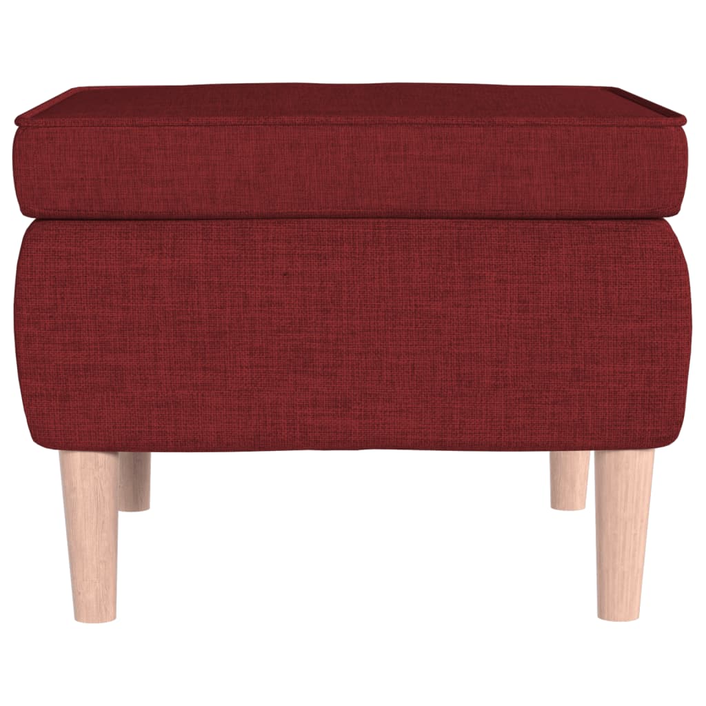 Poggiapiedi con Gambe in Legno Rosso Vino in Tessuto - homemem39