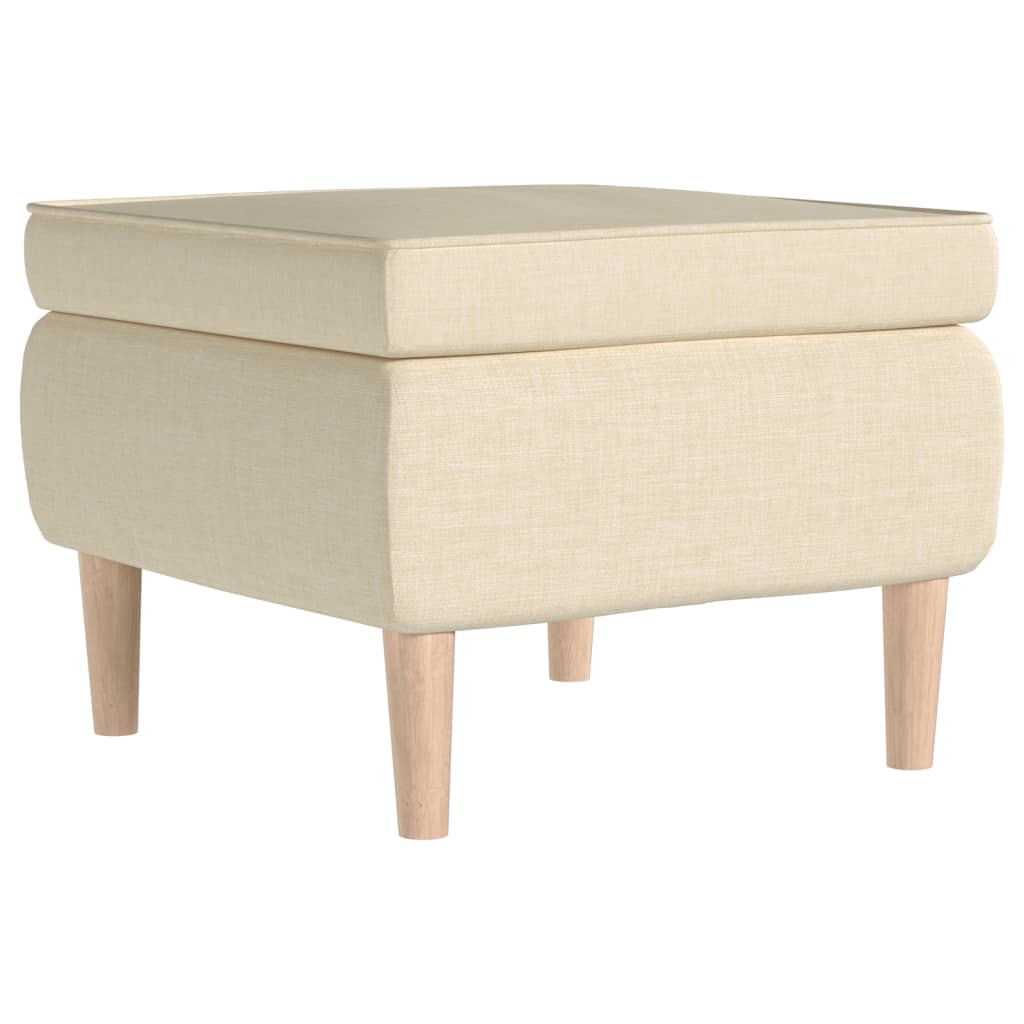 Poggiapiedi con Gambe in Legno Crema in Tessuto - homemem39