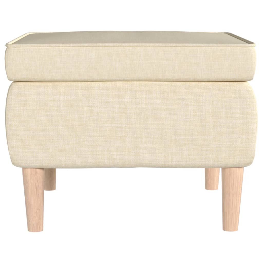 Poggiapiedi con Gambe in Legno Crema in Tessuto - homemem39