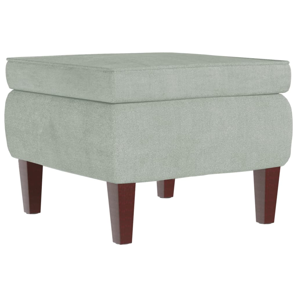 Poggiapiedi con Gambe in Legno Grigio Chiaro in Velluto - homemem39