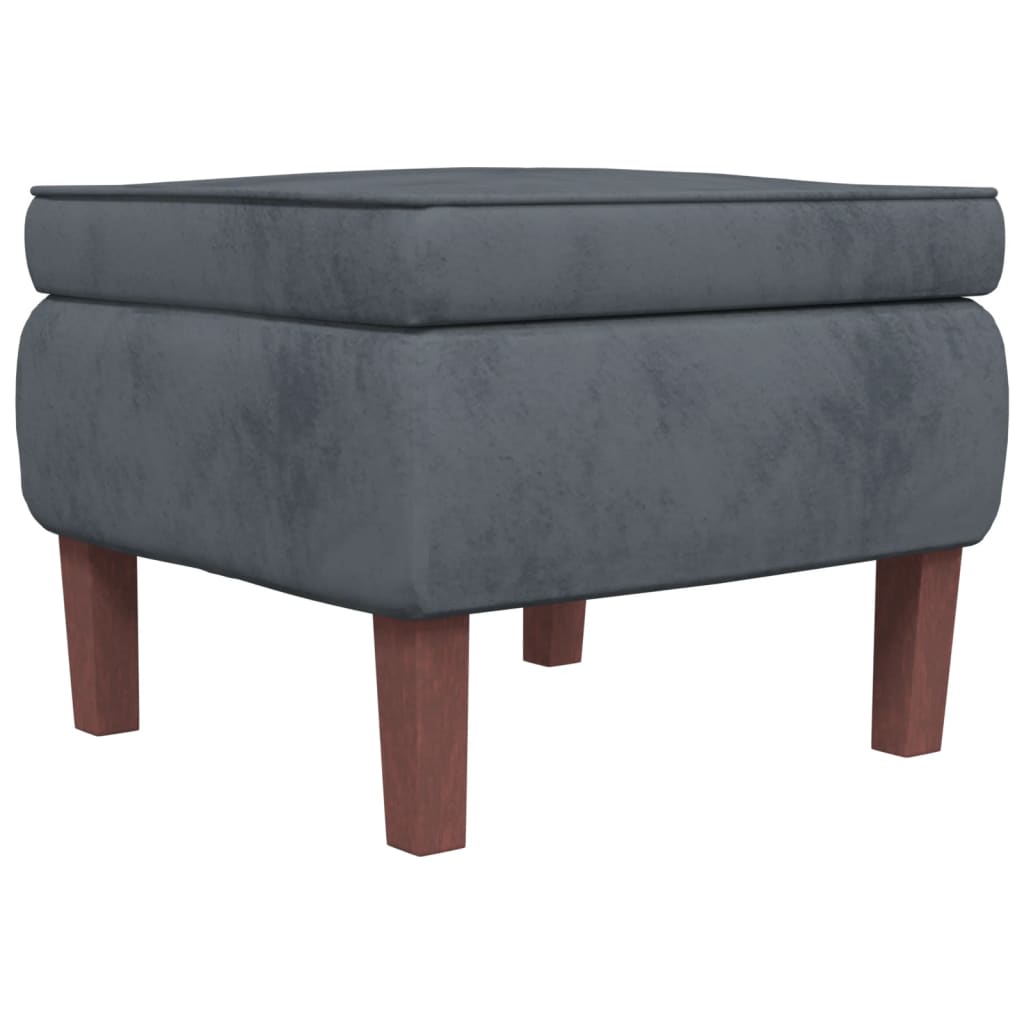 Poggiapiedi con Gambe in Legno Grigio Scuro in Velluto - homemem39