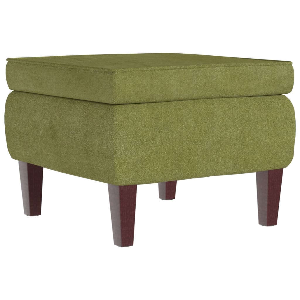 Poggiapiedi con Gambe in Legno Verde Chiaro in Velluto - homemem39