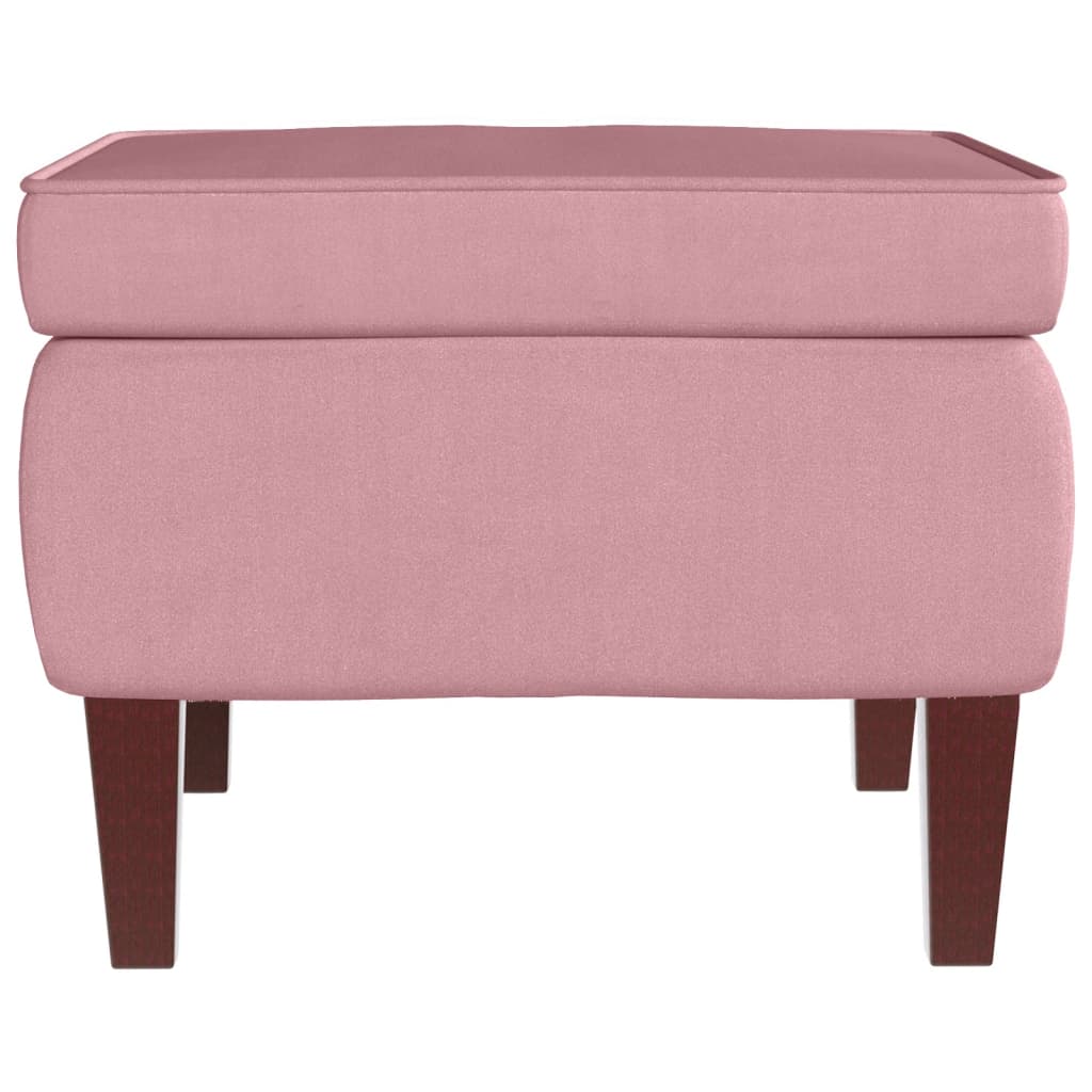 Poggiapiedi con Gambe in Legno Rosa in Velluto - homemem39