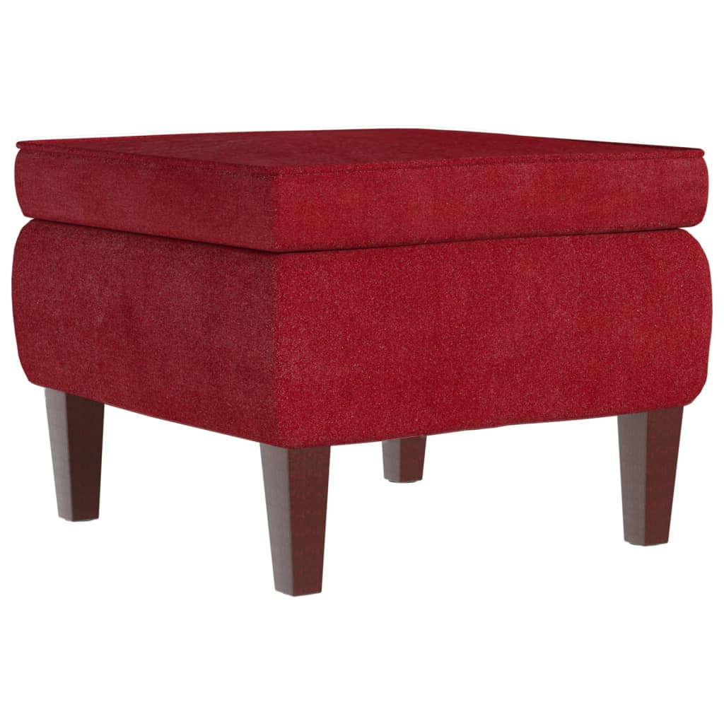 Poggiapiedi con Gambe in Legno Rosso Vino in Velluto - homemem39