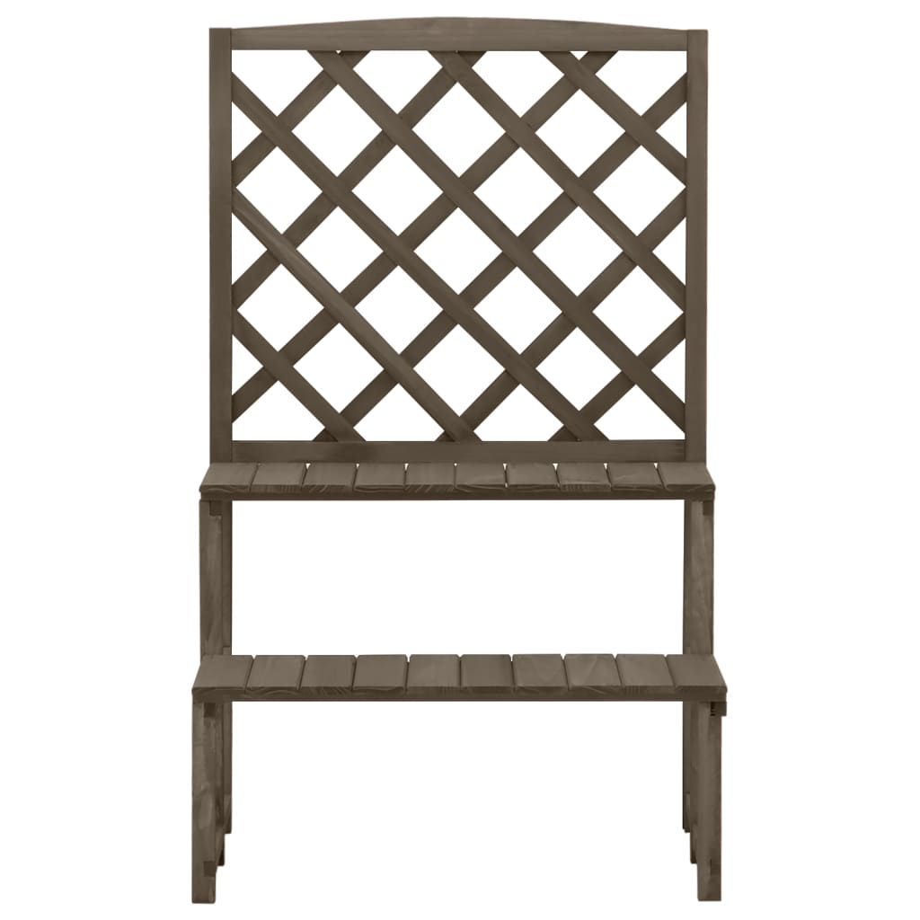 Fioriera con Traliccio Grigio 70x42x115 cm in Massello di Abete - homemem39