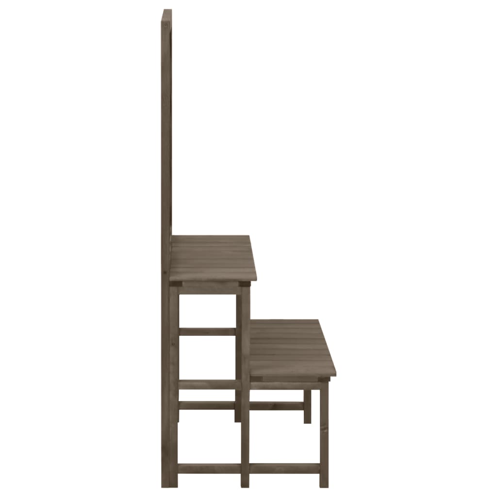 Fioriera con Traliccio Grigio 70x42x115 cm in Massello di Abete - homemem39