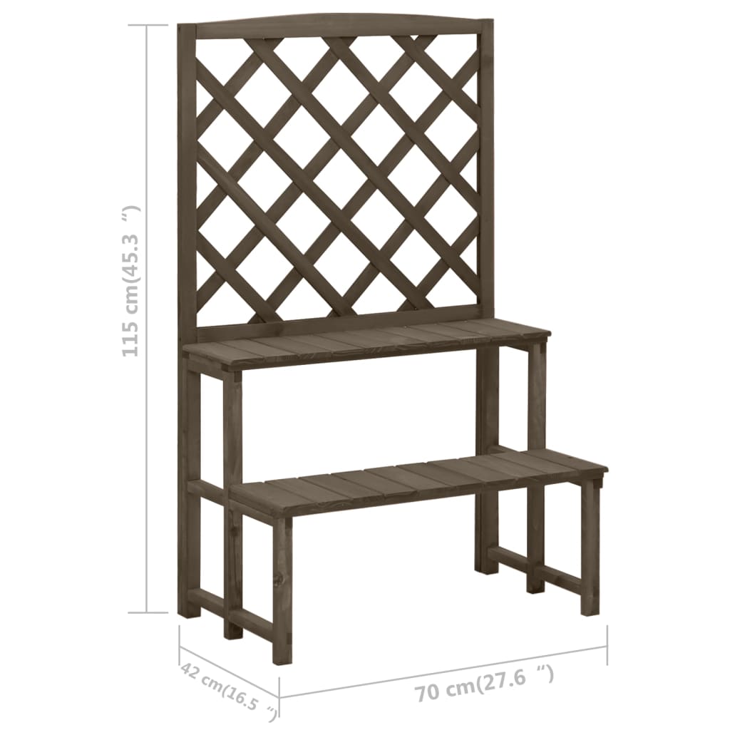 Fioriera con Traliccio Grigio 70x42x115 cm in Massello di Abete - homemem39