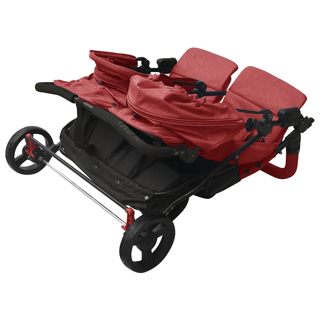 Passeggino Gemellare Rosso in Acciaio - homemem39
