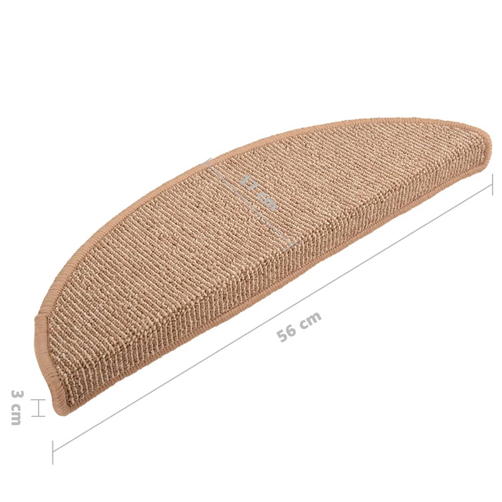 Tappetini per scale 15 pz 56x17x3 cm Marrone chiaro Semicircolari | homemem39
