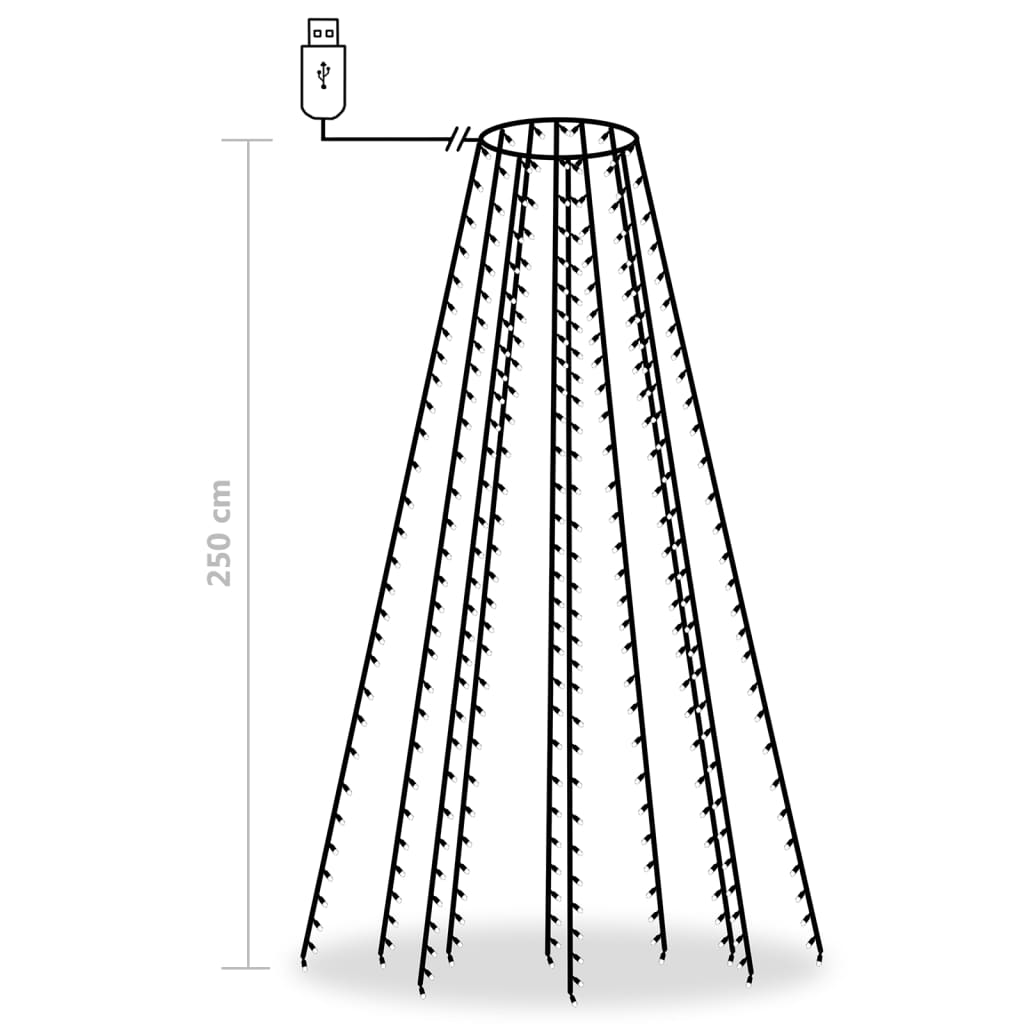 Rete di Luce per Albero di Natale 250 LED Bianco Freddo 250 cm | homemem39