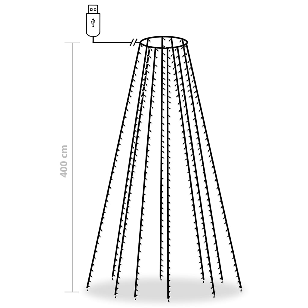 Rete di Luce per Albero di Natale 400 LED Bianco Freddo 400 cm - homemem39
