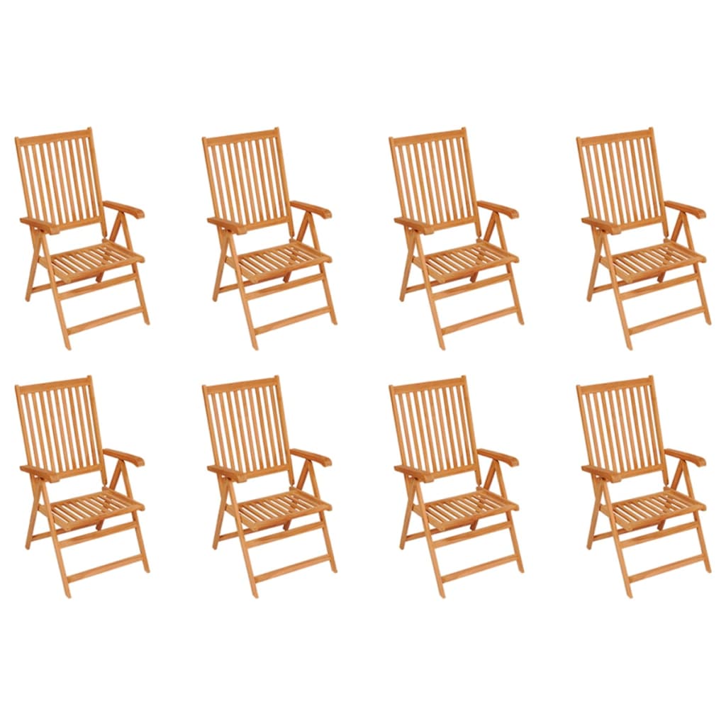 Sedie Reclinabili da Giardino con Cuscini 8 pz Massello di Teak - homemem39