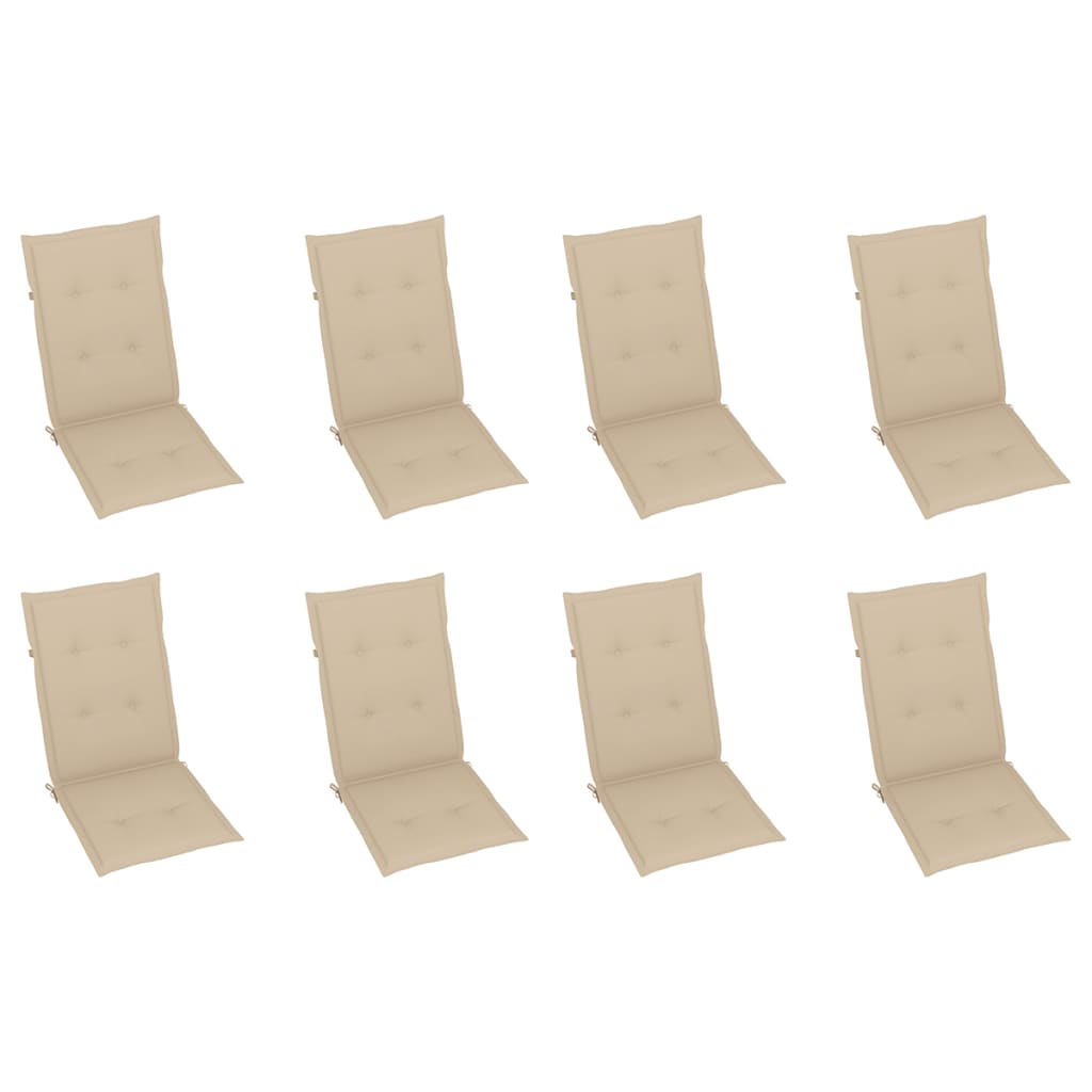 Sedie Reclinabili da Giardino con Cuscini 8 pz Massello di Teak - homemem39