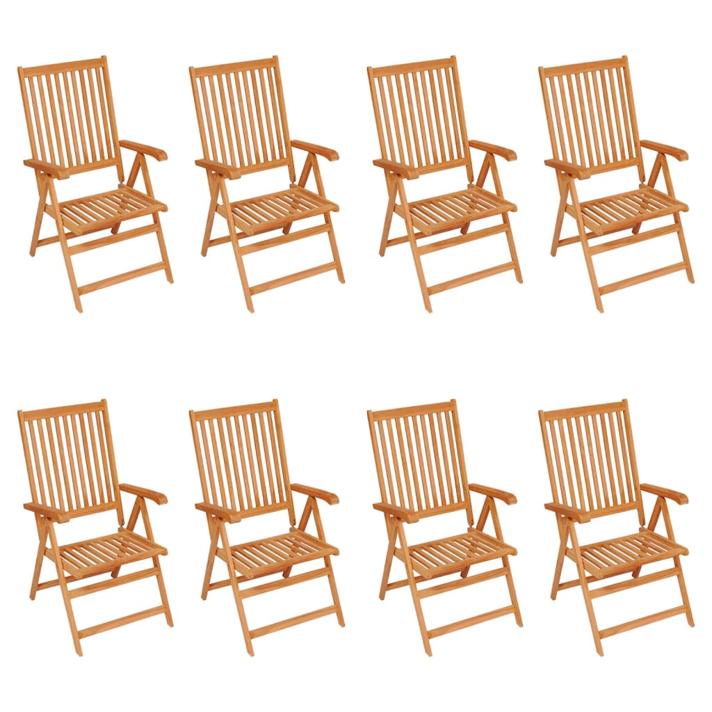 Sedie Reclinabili da Giardino con Cuscini 8 pz Massello di Teak - homemem39