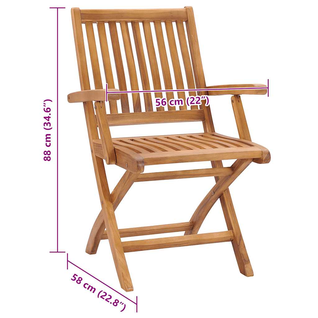 Sedie da Giardino Pieghevoli con Cuscini 6 pz Massello di Teak