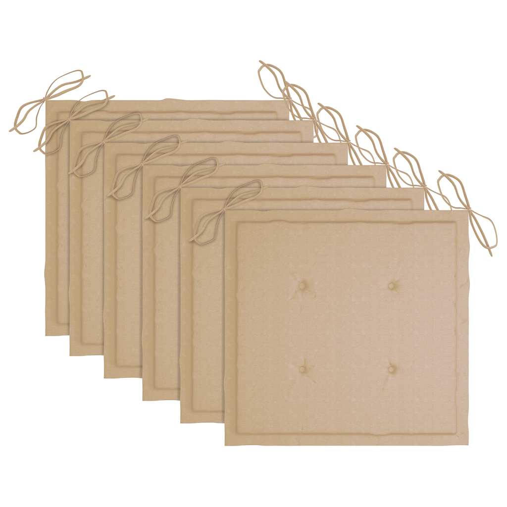 Sedie da Giardino Pieghevoli con Cuscini 6 pz Massello di Teak