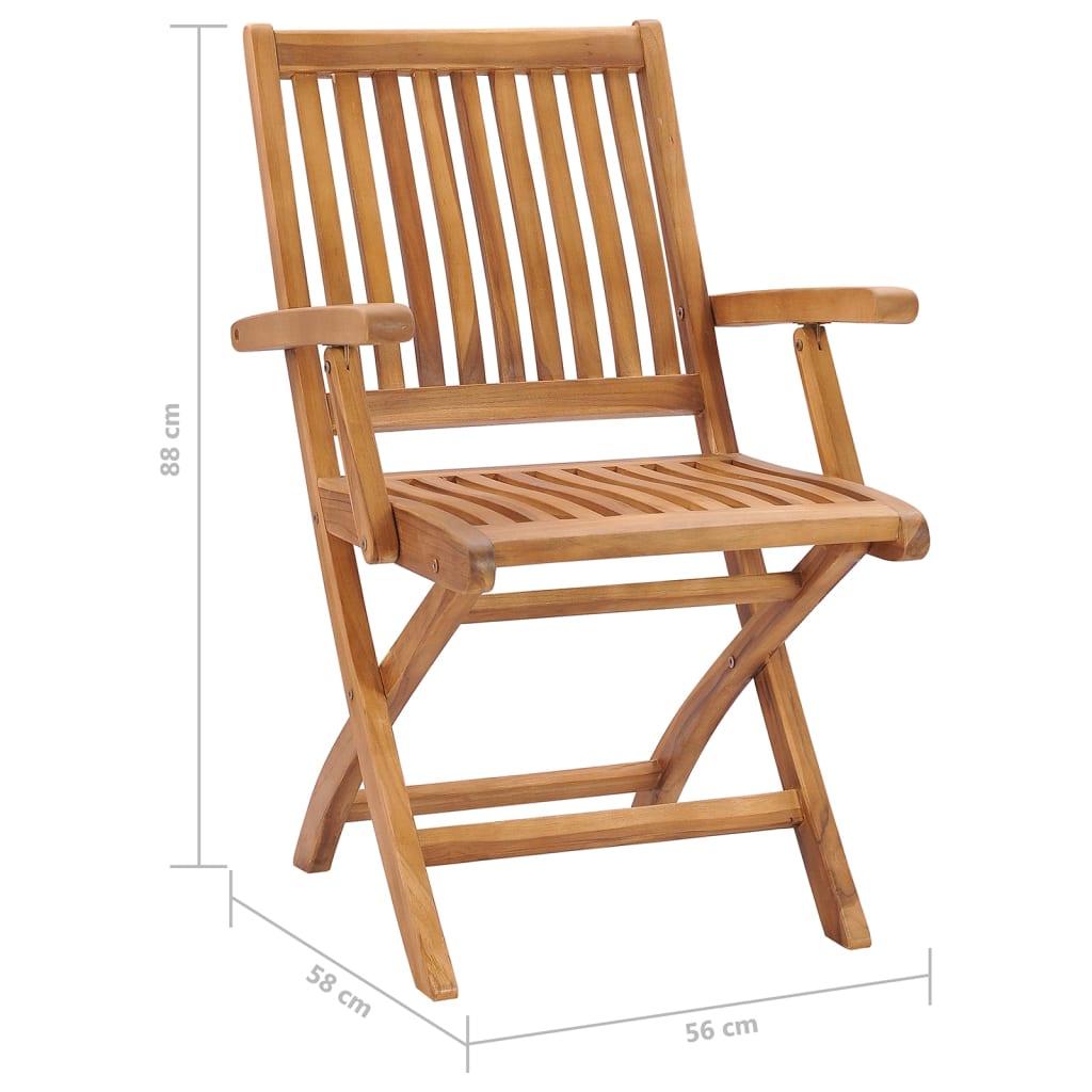 Sedie da Giardino Pieghevoli con Cuscini 8 pz Massello di Teak