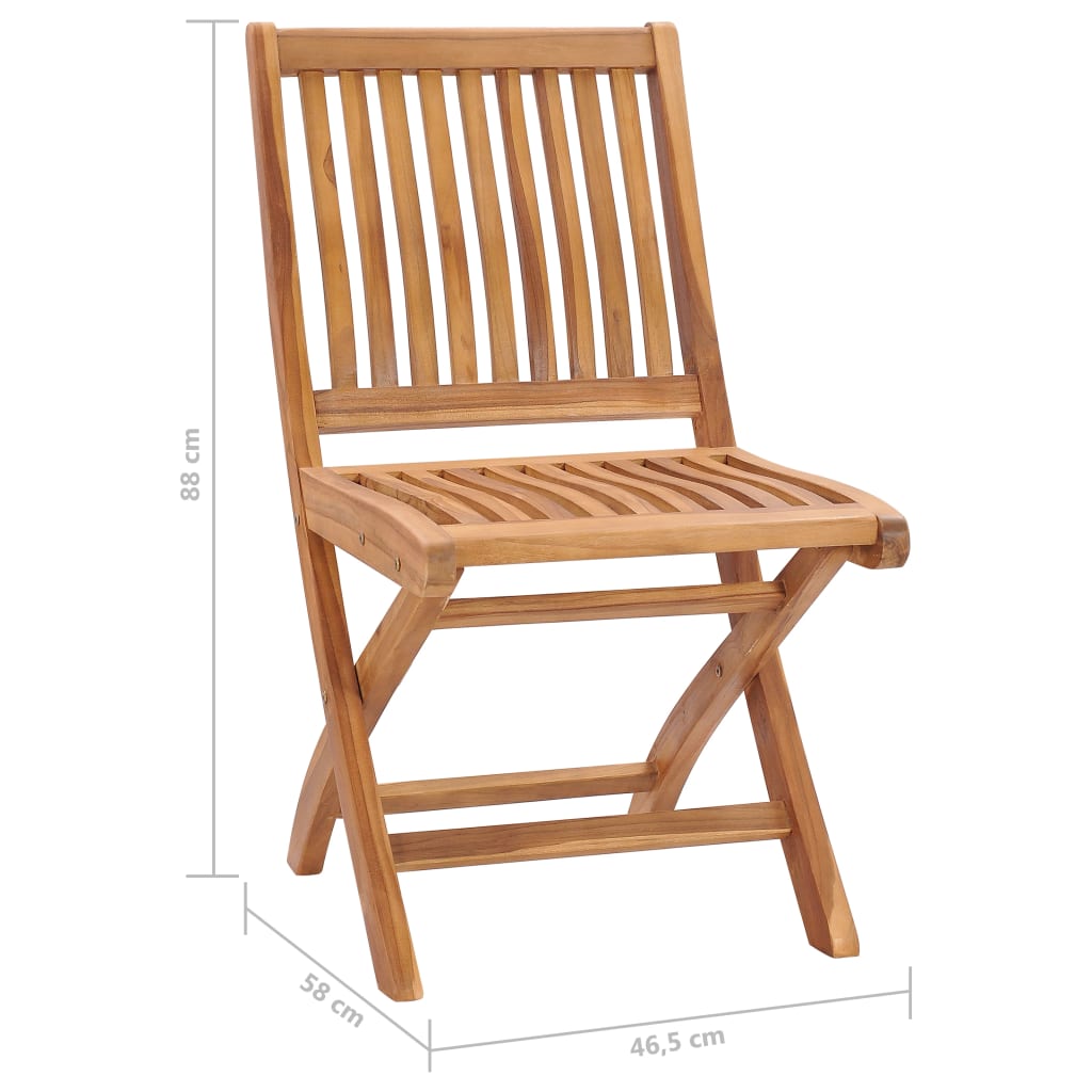 Sedie da Giardino Pieghevoli 4 pz in Legno Massello di Teak
