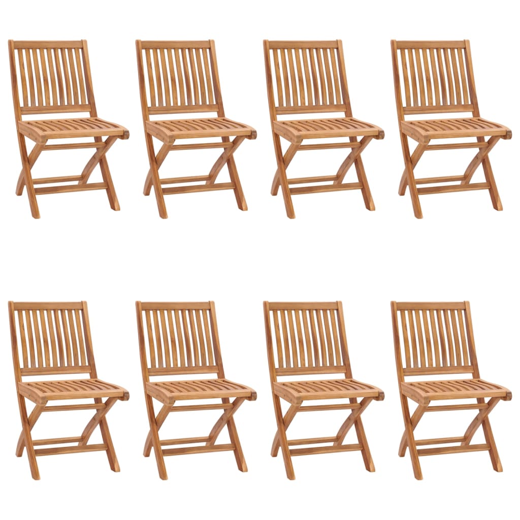 Sedie da Giardino Pieghevoli con Cuscini 8 pz Massello di Teak