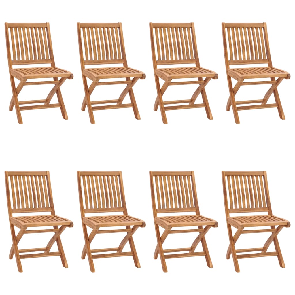 Sedie da Giardino Pieghevoli con Cuscini 8 pz Massello di Teak