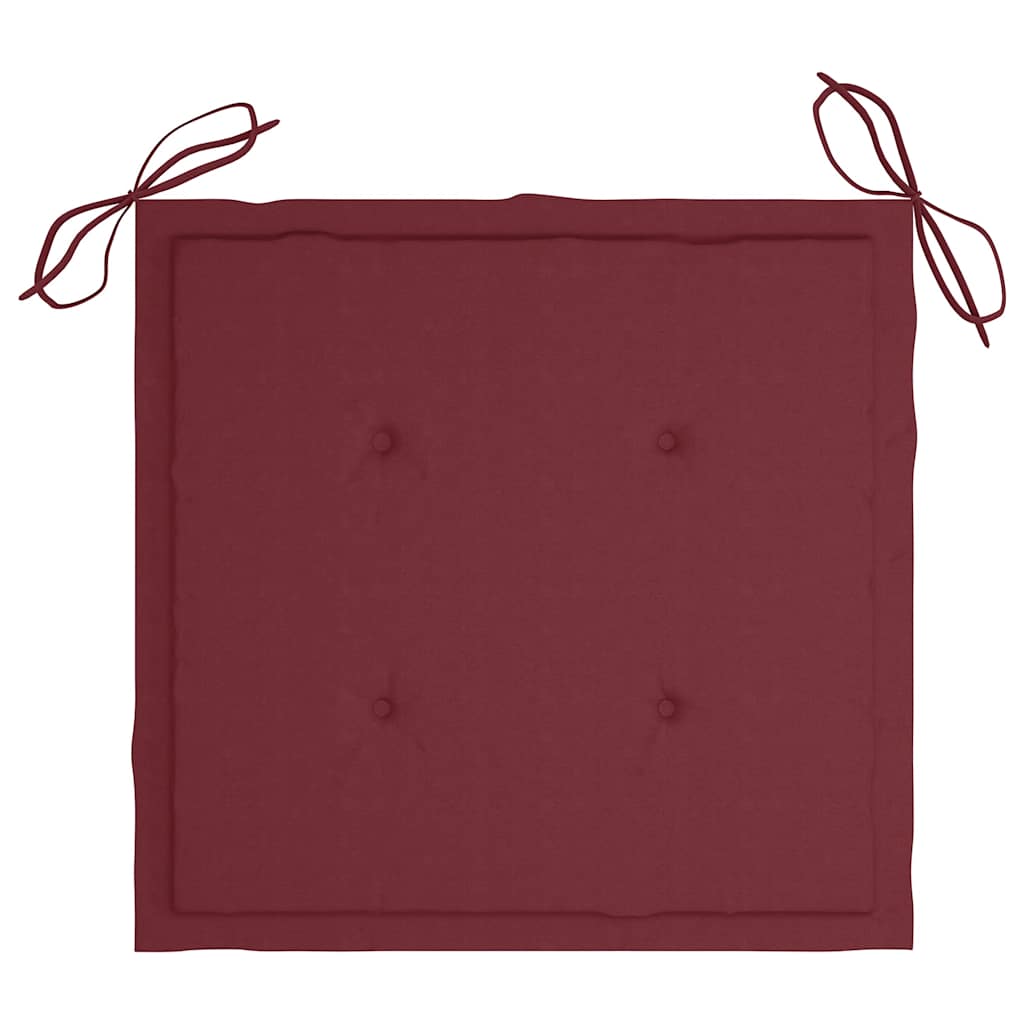 Sedie Giardino con Cuscini Rosso Vino 8 pz Legno Massello Teak