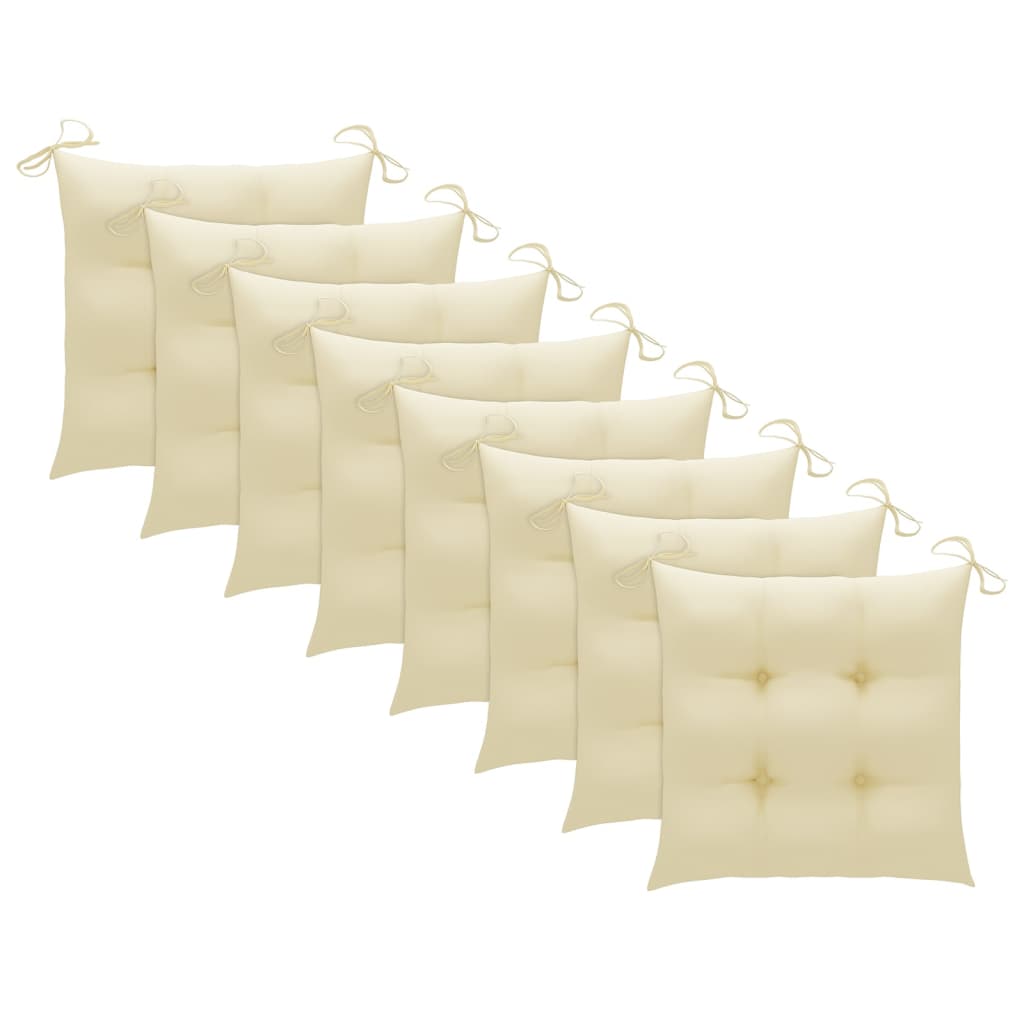 Sedie Giardino con Cuscini Bianco Crema 8pz Legno Massello Teak - homemem39