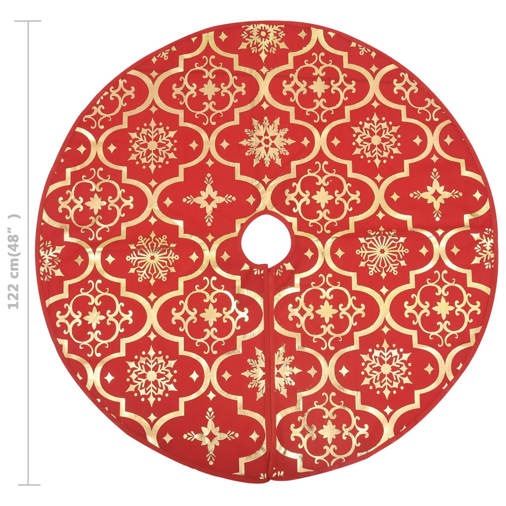 Gonna per albero di Natale di lusso con calza rossa 122 cm in tessuto | homemem39