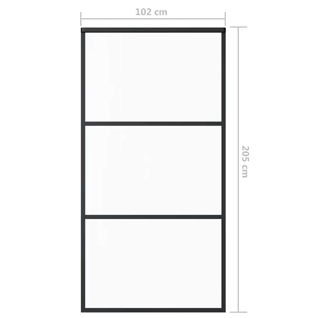 Porta Scorrevole in Vetro ESG e Alluminio 102x205 cm Nera - homemem39