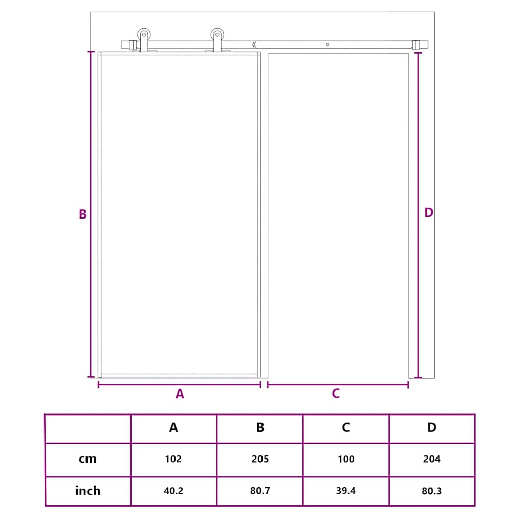 Porta Scorrevole in Vetro ESG e Alluminio 102x205 cm Nera - homemem39