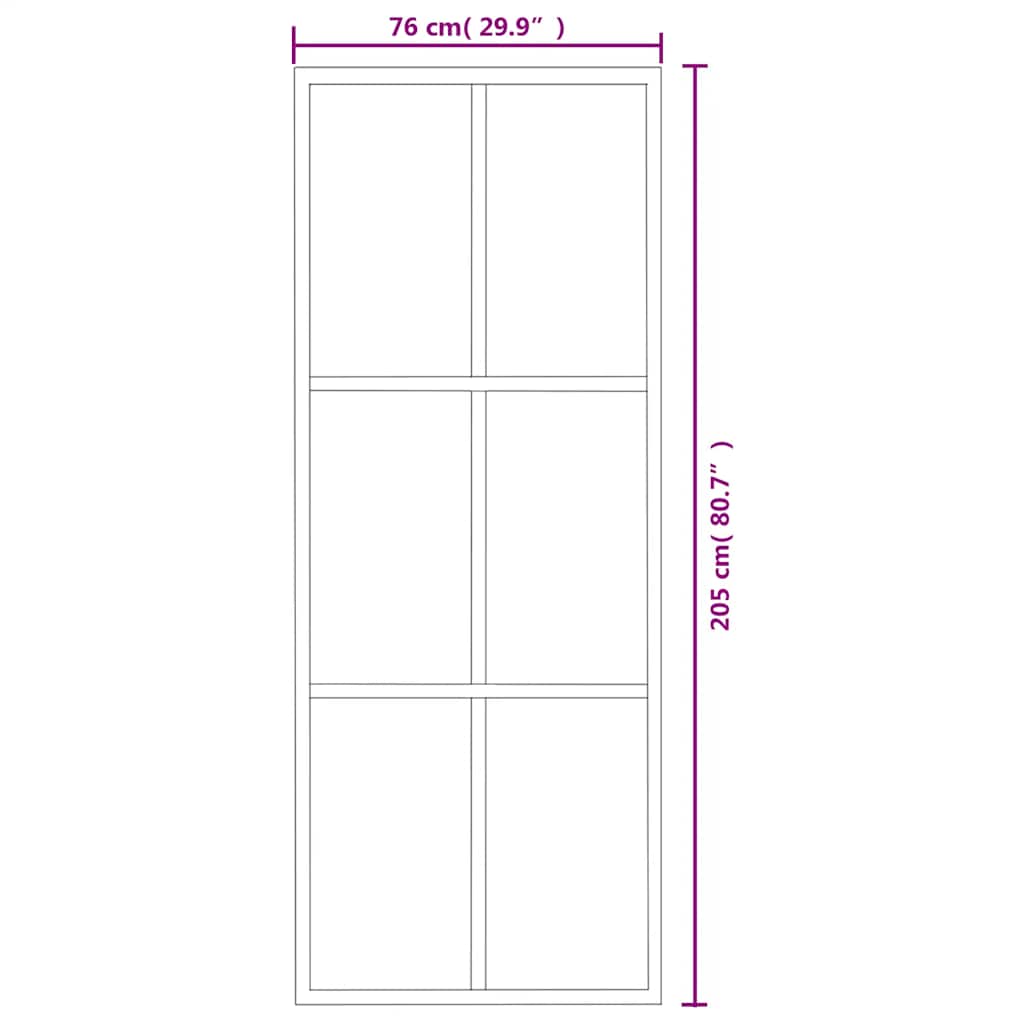 Porta Scorrevole in Vetro ESG e Alluminio 76x205 cm Nera - homemem39