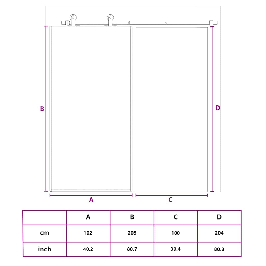 Porta Scorrevole in Vetro ESG e Alluminio 102x205 cm Nera - homemem39