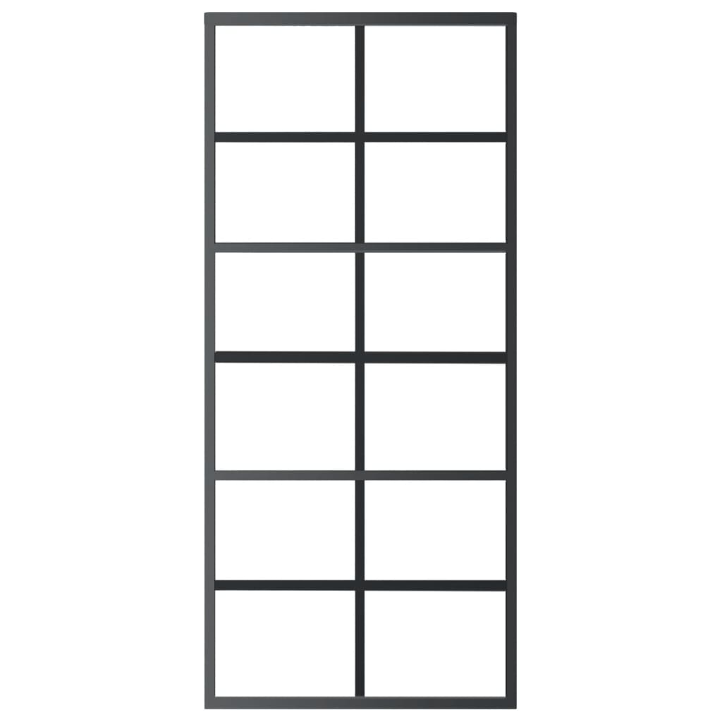 Porta Scorrevole in Vetro ESG e Alluminio 90x205 cm Nera - homemem39