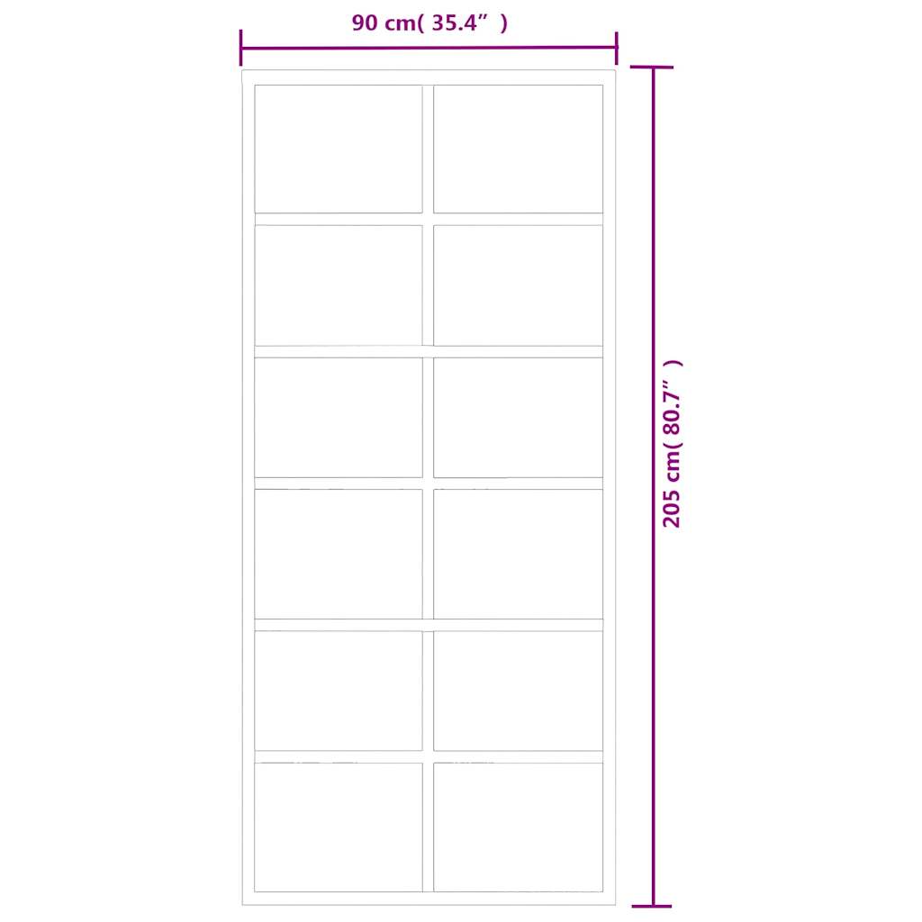 Porta Scorrevole in Vetro ESG e Alluminio 90x205 cm Nera - homemem39