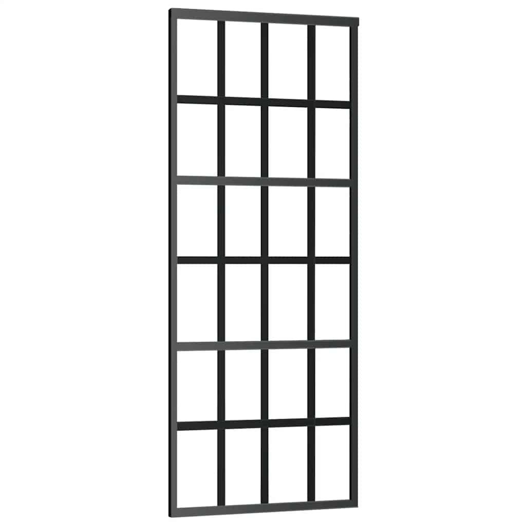 Porta Scorrevole in Vetro ESG e Alluminio 76x205 cm Nera - homemem39