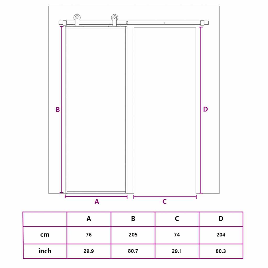 Porta Scorrevole in Vetro ESG e Alluminio 76x205 cm Nera - homemem39
