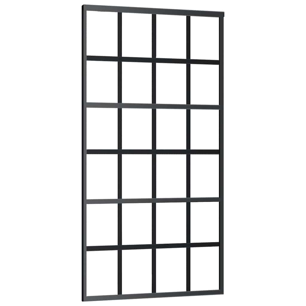 Porta Scorrevole in Vetro ESG e Alluminio 102x205 cm Nera - homemem39