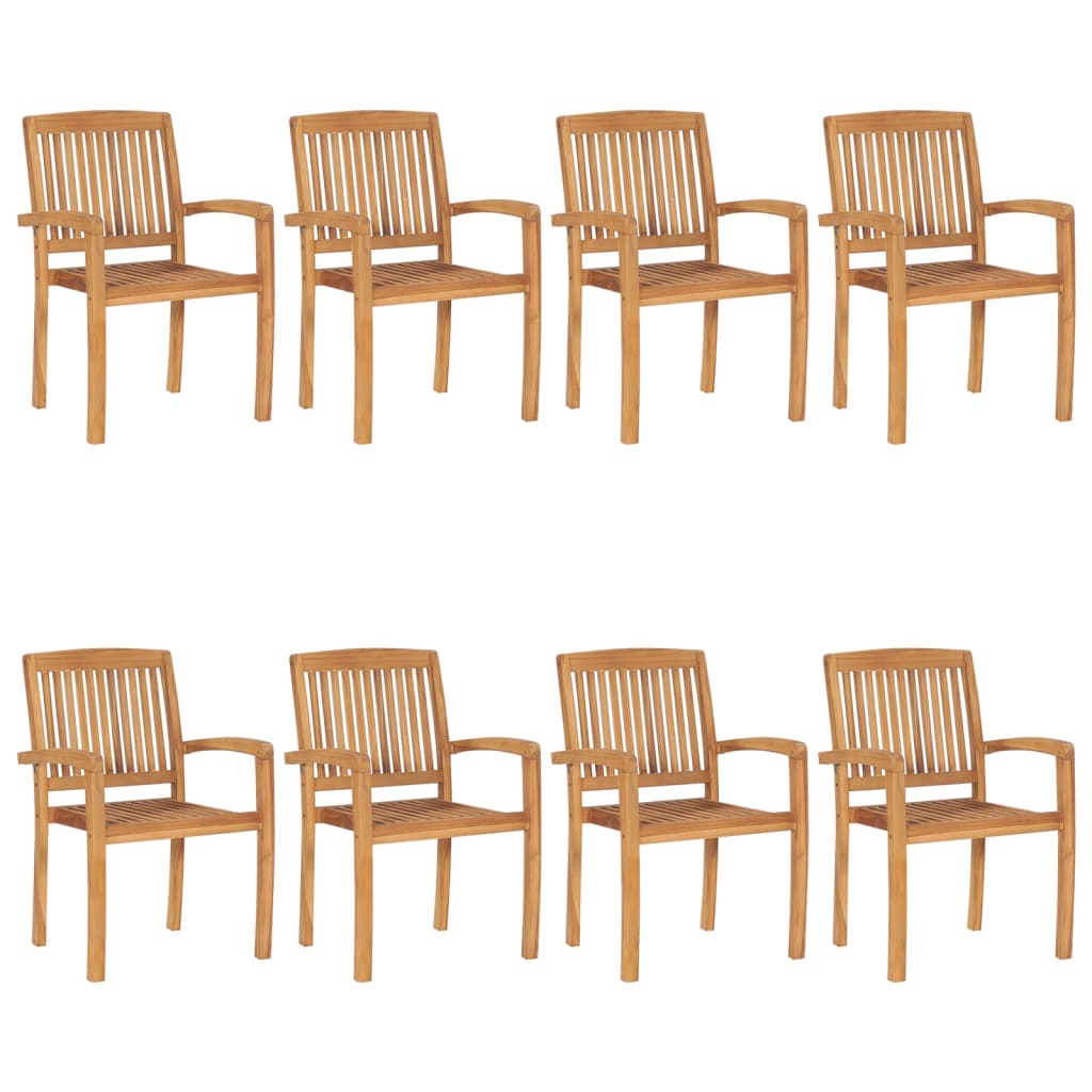 Sedie da Giardino Impilabili 8 pz con Cuscini Massello di Teak - homemem39