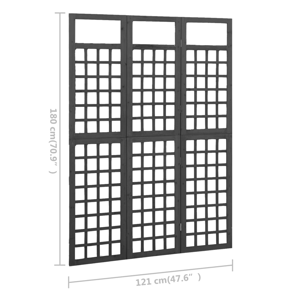 Divisorio a 3 Pannelli in Legno di Abete Nero 121x180 cm | homemem39