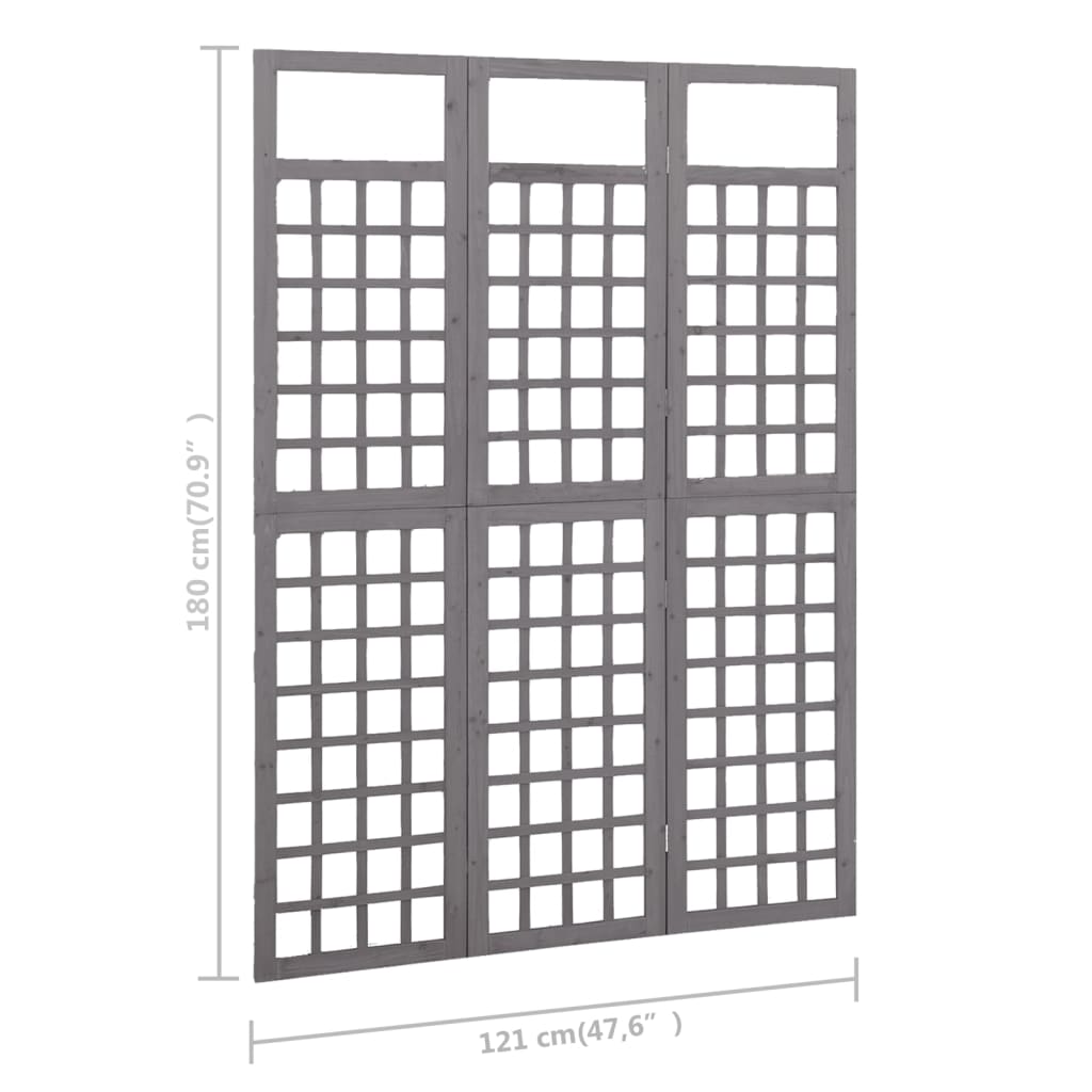 Divisorio a 3 Pannelli in Legno di Abete Grigio 121x180 cm - homemem39