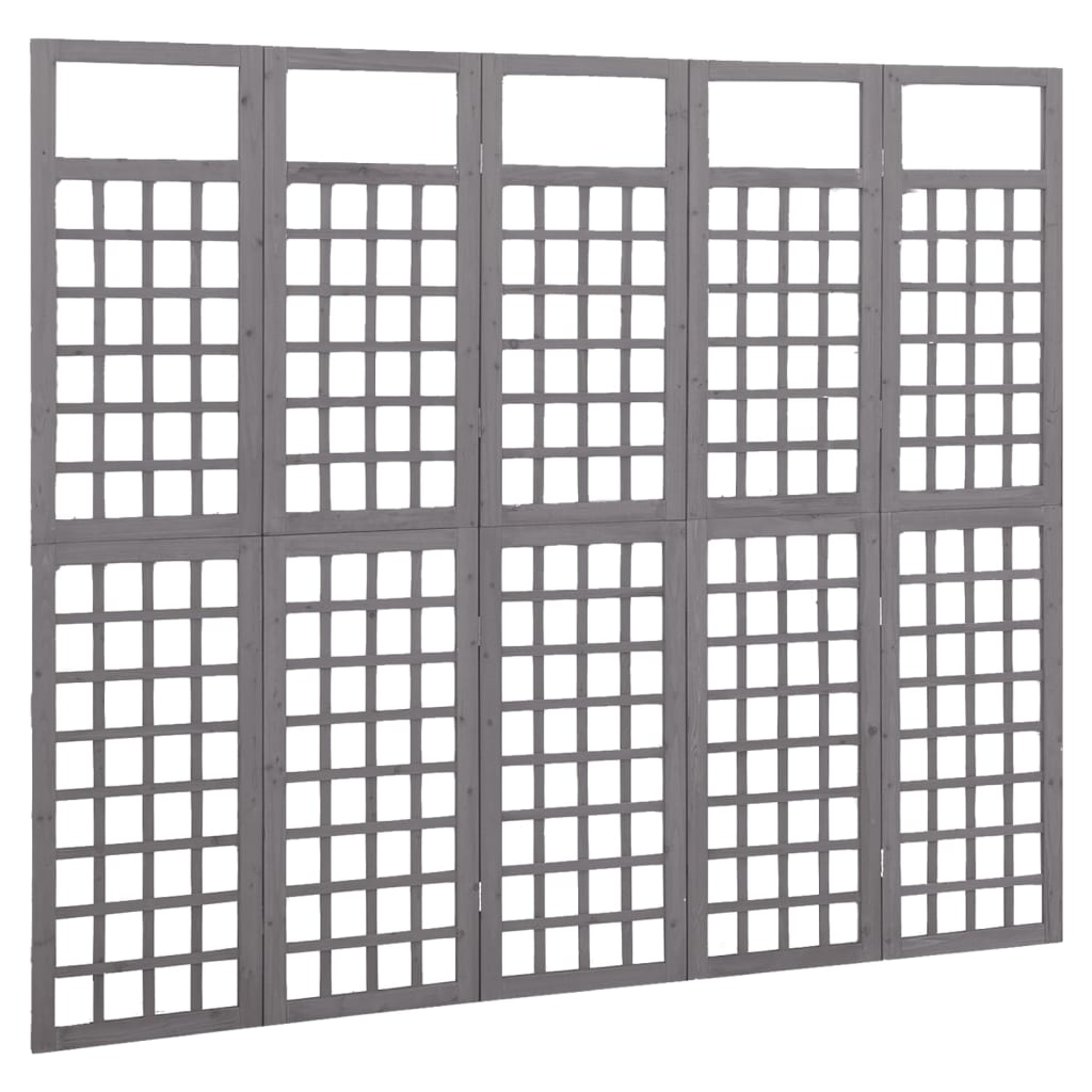 Divisorio a 5 Pannelli in Legno di Abete Grigio 201,5x180 cm - homemem39